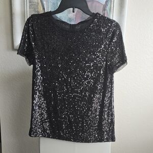 Anne Klein Glittering Black Sequin Tee
